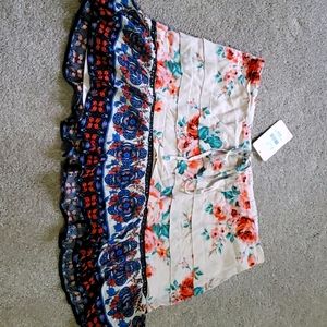 Flowing drawstring mini skirt